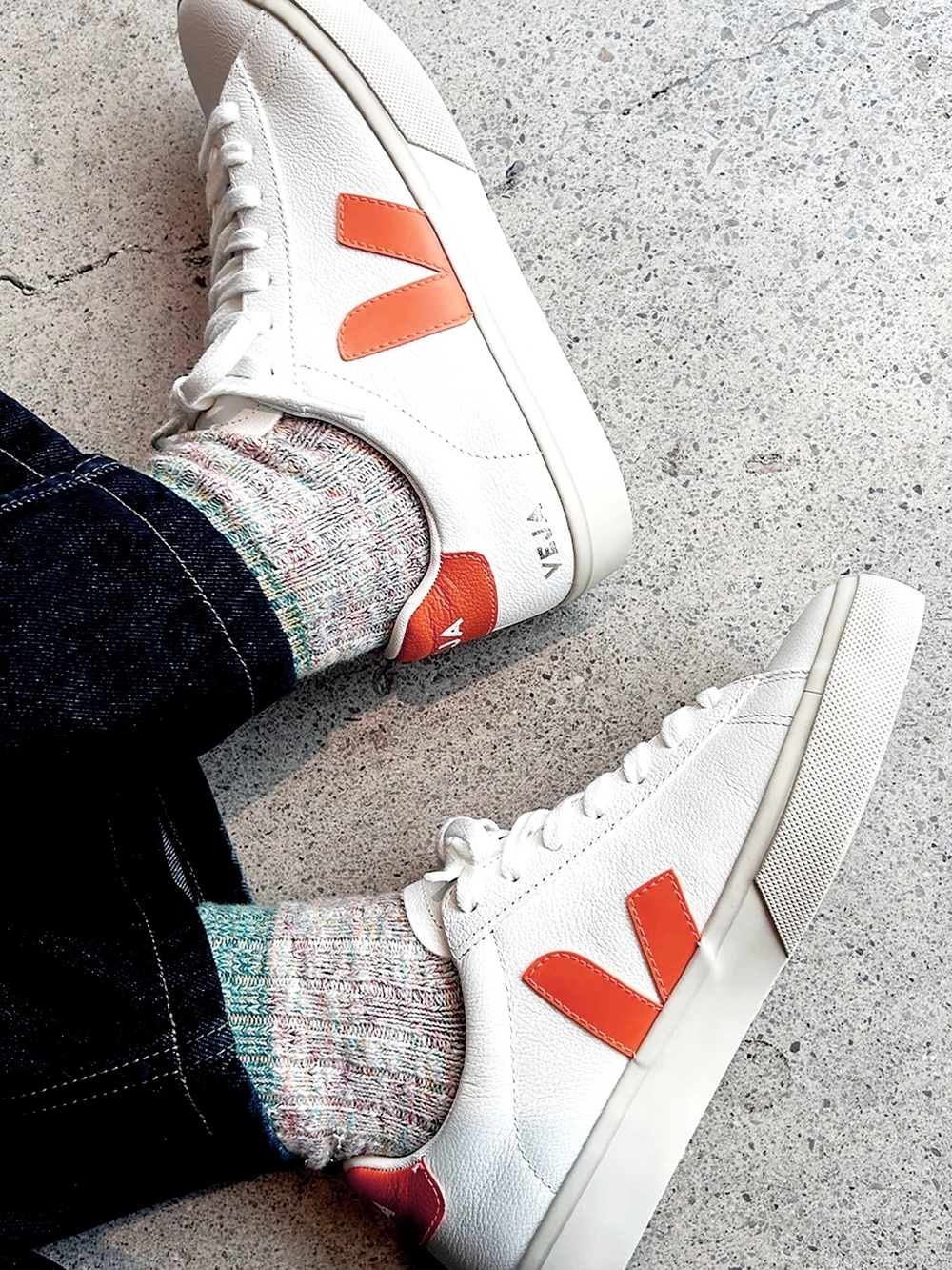 New! Veja Campo Leather White Orange Fluo EU 36 US 5